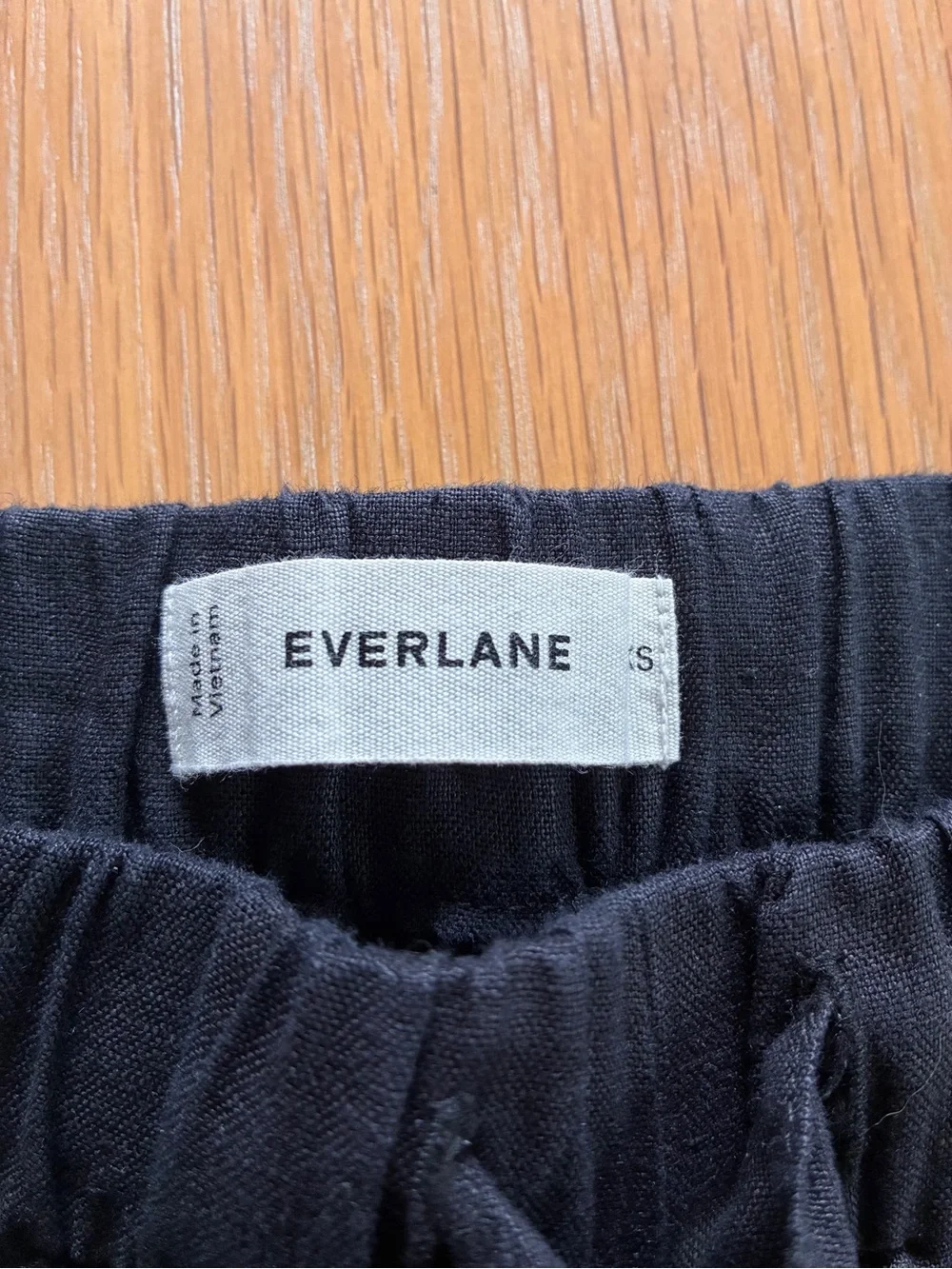 Everlane-Pull on-Linen-Black-Barrel Leg-Pant-XS